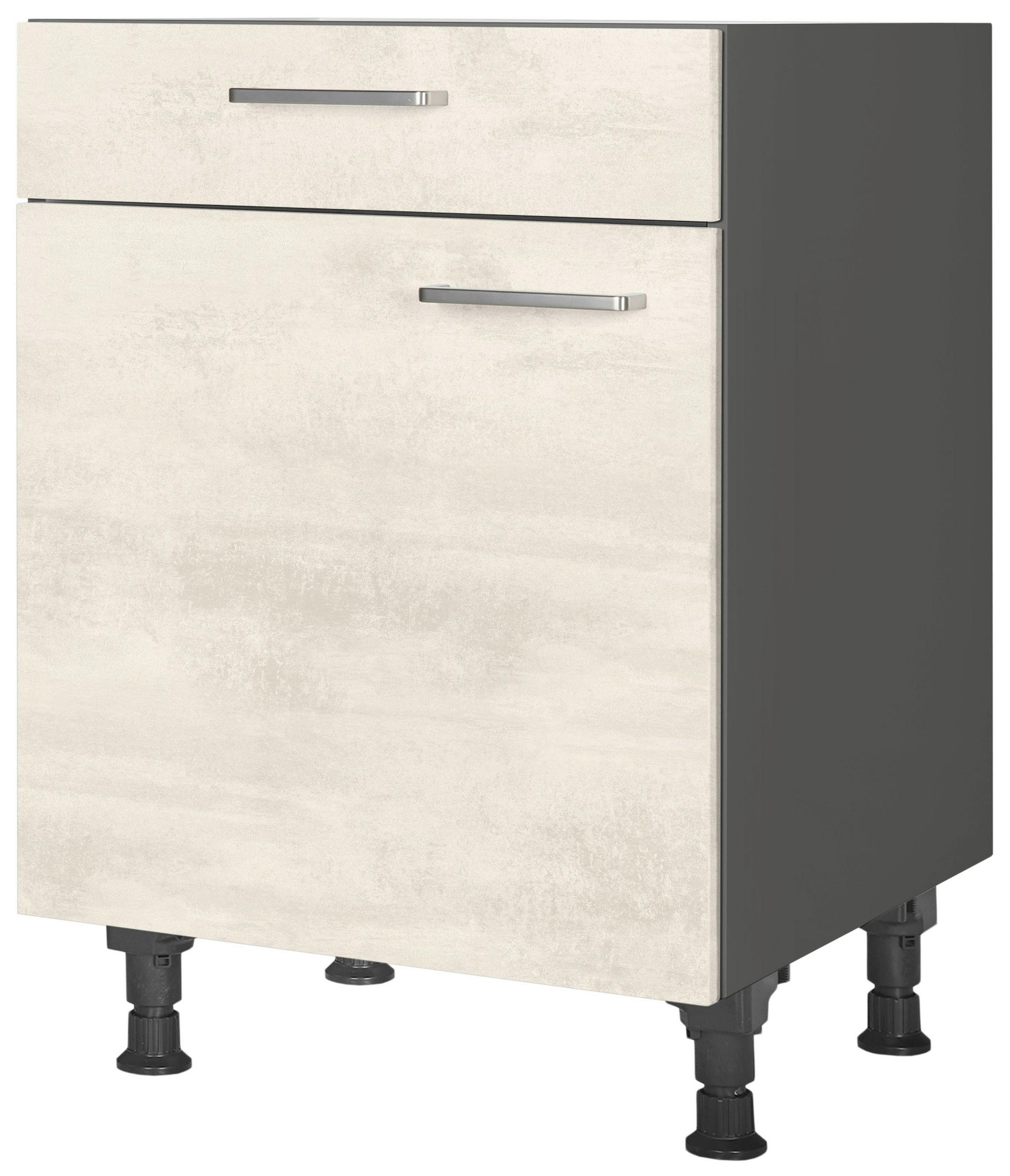 SCHUBKASTENUNTERSCHRANK 60/87/56 cm  in Weiß  - Schieferfarben/Edelstahlfarben, MODERN, Holzwerkstoff/Metall (60/87/56cm) - Nobilia