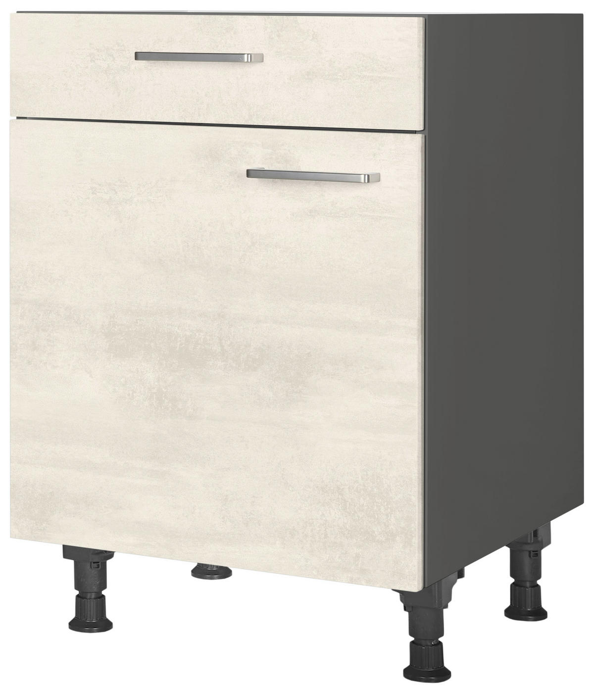 SCHUBKASTENUNTERSCHRANK 60/87/56 cm  in Weiß  - Schieferfarben/Edelstahlfarben, MODERN, Holzwerkstoff/Metall (60/87/56cm) - Nobilia