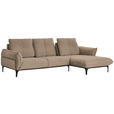 ECKSOFA in Echtleder Hellbraun  - Hellbraun/Schwarz, Natur, Leder (277/182cm) - Valnatura