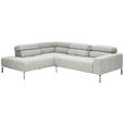 ECKSOFA  in Flachgewebe Hellgrau  224/282 cm  - Chromfarben/Hellgrau, KONVENTIONELL, Textil/Metall (224/282cm) - Hom`in