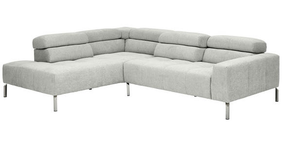ECKSOFA  in Flachgewebe Hellgrau  224/282 cm  - Chromfarben/Hellgrau, KONVENTIONELL, Textil/Metall (224/282cm) - Hom`in