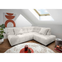 ECKSOFA ITALIA Creme Chenille  - Creme/Schwarz, MODERN, Kunststoff/Textil (254/203cm) - Livetastic