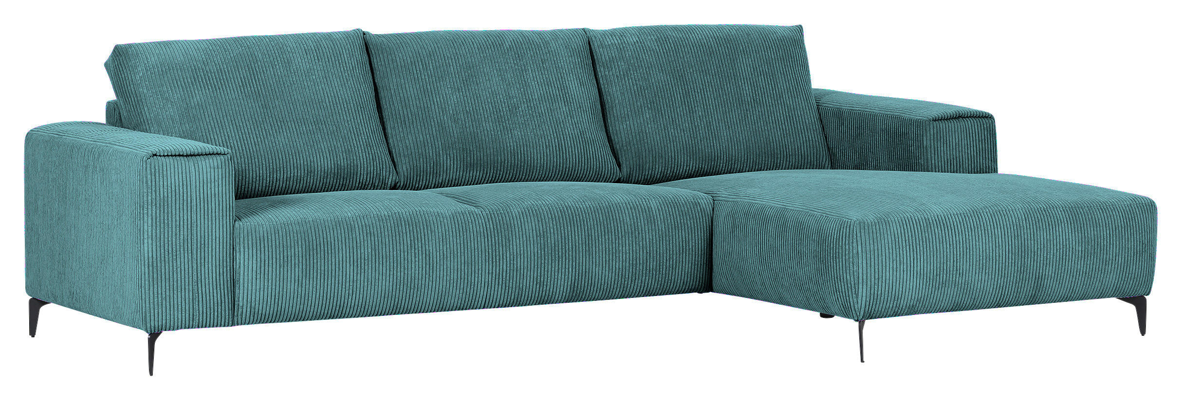 ECKSOFA in Cord Petrol  - Petrol/Schwarz, Konventionell, Textil/Metall (285/170cm) - Carryhome