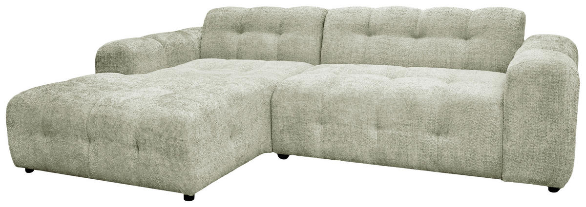 ECKSOFA RUNO Beige Bouclé  - Beige/Schwarz, Design, Kunststoff/Textil (175/270cm) - MID.YOU