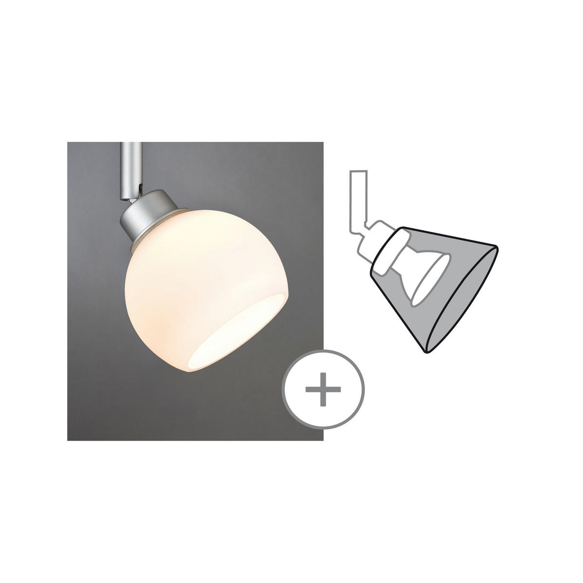 SCHIENENSYSTEM-LEUCHTENSCHIRM URail 9/7 cm   - Weiß, Design, Glas (9/7cm) - Paulmann