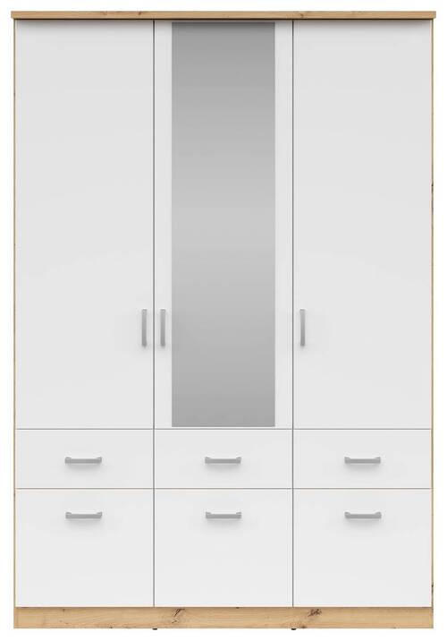 ŠATNÍKOVÁ SKRIŇA, biela, dub sonoma, 136/199/58 cm - biela/strieborná, Konventionell, kompozitné drevo/plast (136/199/58cm) - Boxxx