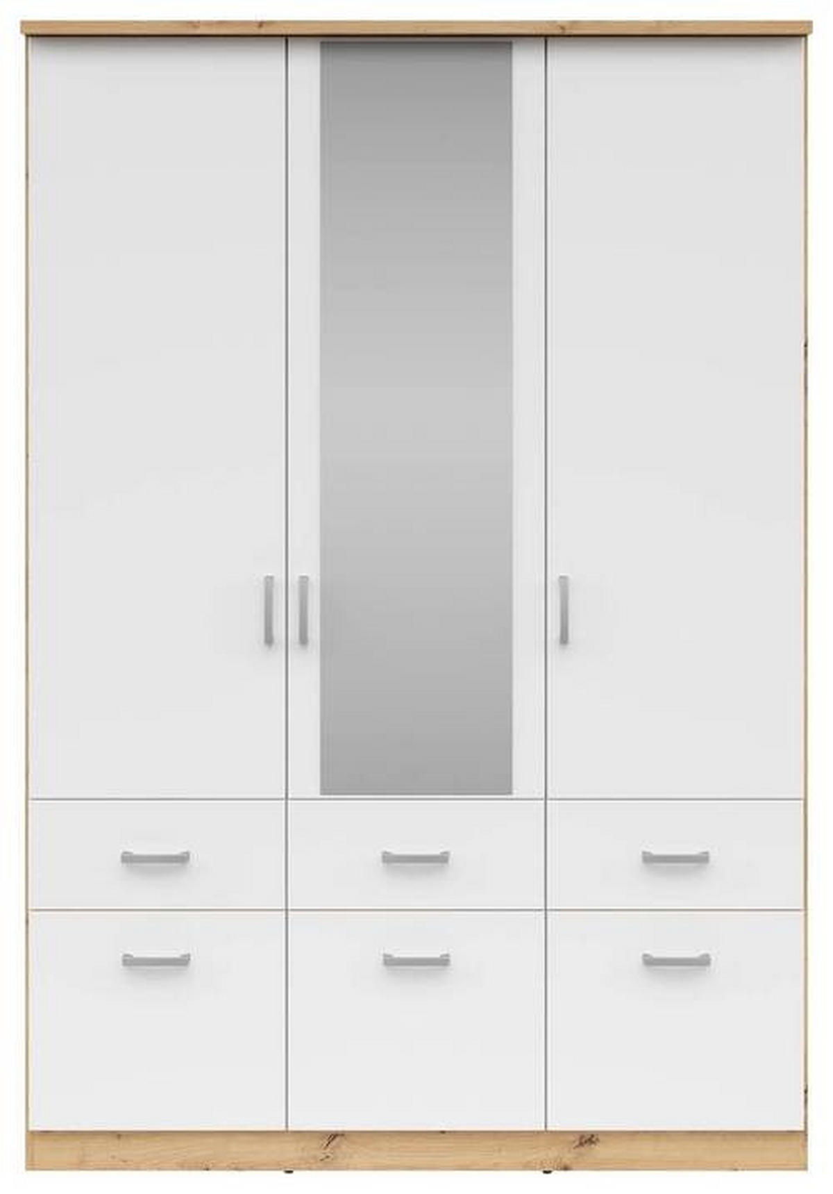 KLEIDERSCHRANK in Weiss, Sonoma Eiche  - Weiss/Silberfarben, Konventionell, Glas/Holzwerkstoff (136/199/58cm) - Boxxx