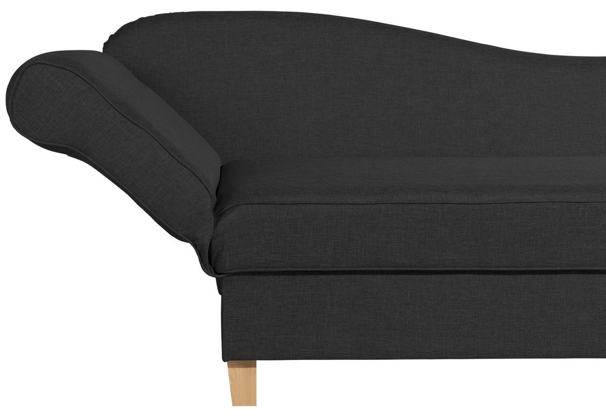 RÉCAMIERE Schwarz Flachgewebe  - Buchefarben/Schwarz, Design, Holz/Textil (190/88/82cm) - Max Winzer