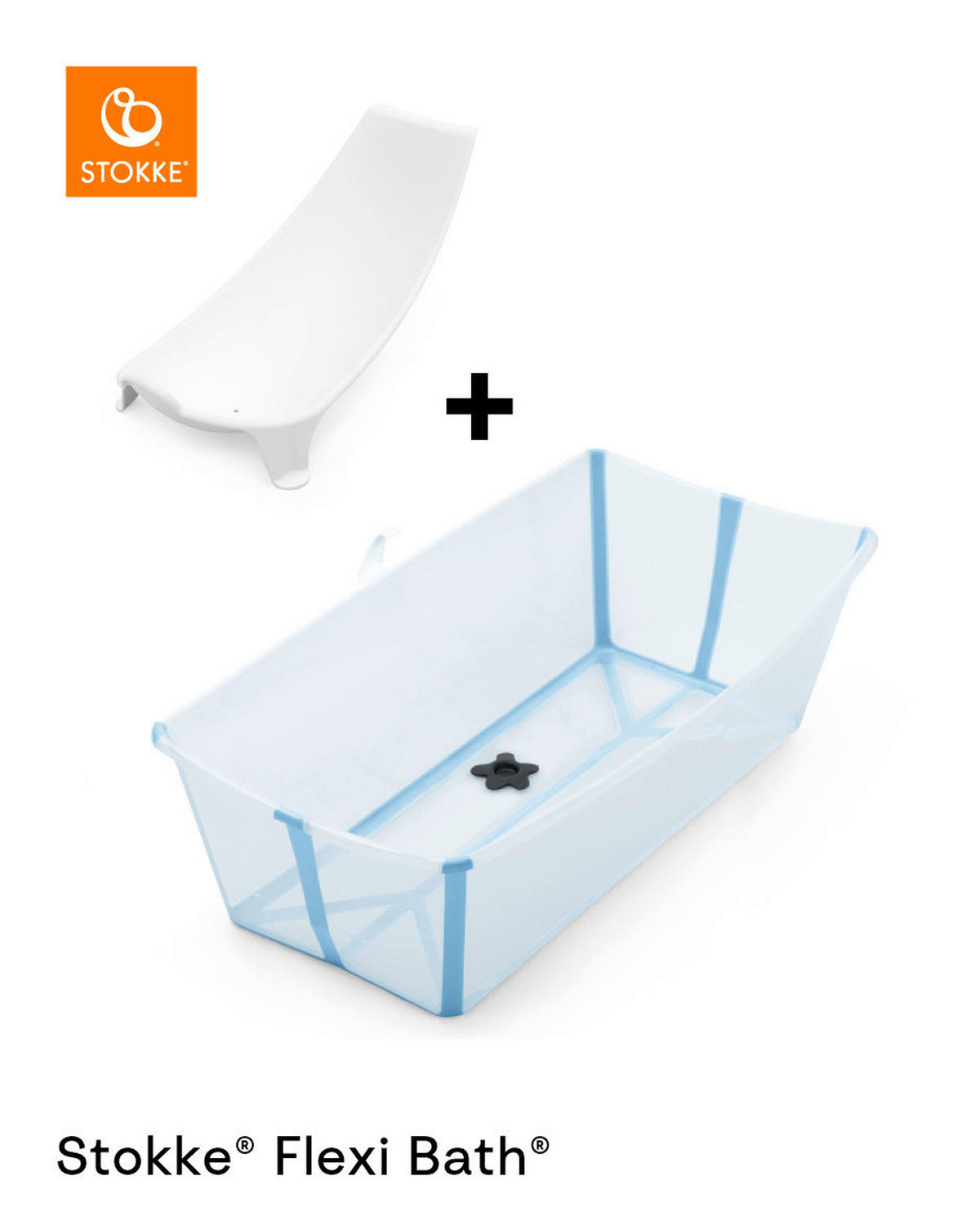 BABYBADEWANNE Flexi Bath Bundle  - Blau/Transparent, Basics, Kunststoff (40/24/80cm) - Stokke