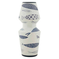 VASE  - Blau/Weiß, Basics, Keramik (14/34/14cm)