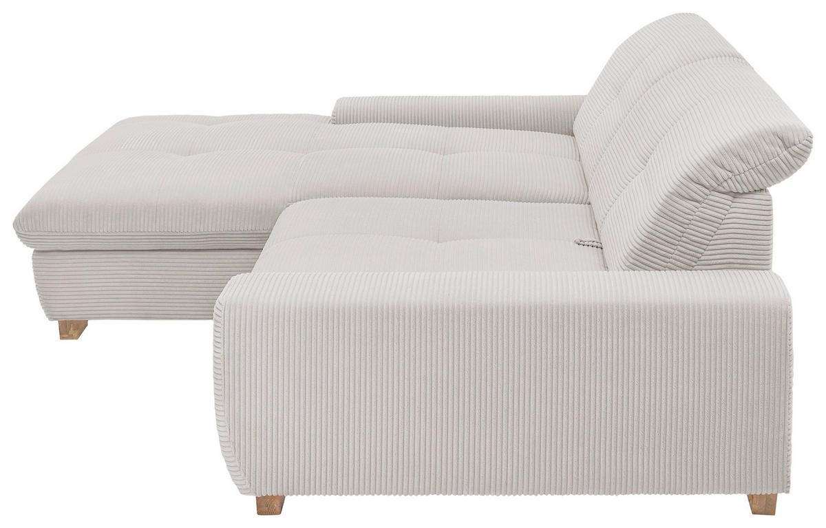 ECKSOFA Hellgrau Cord  - Eichefarben/Hellgrau, Design, Holz/Textil (198/276cm) - SetOne by Musterring