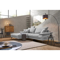 ECKSOFA PRATO Silberfarben Webstoff Zierkissen, Rückenkissen, Kopfstütze  - Silberfarben/Schwarz, MODERN, Textil/Metall (176/292cm) - MID.YOU