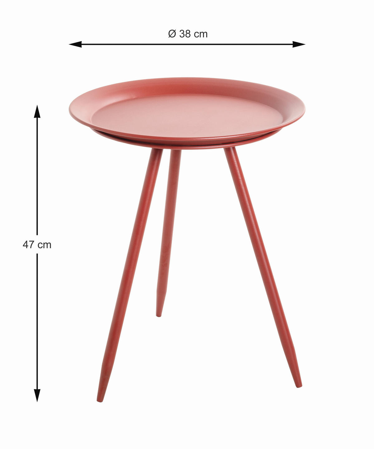 BEISTELLTISCH in Metall 47/47/38 cm  - Rot, Trend, Metall (47/47/38cm)