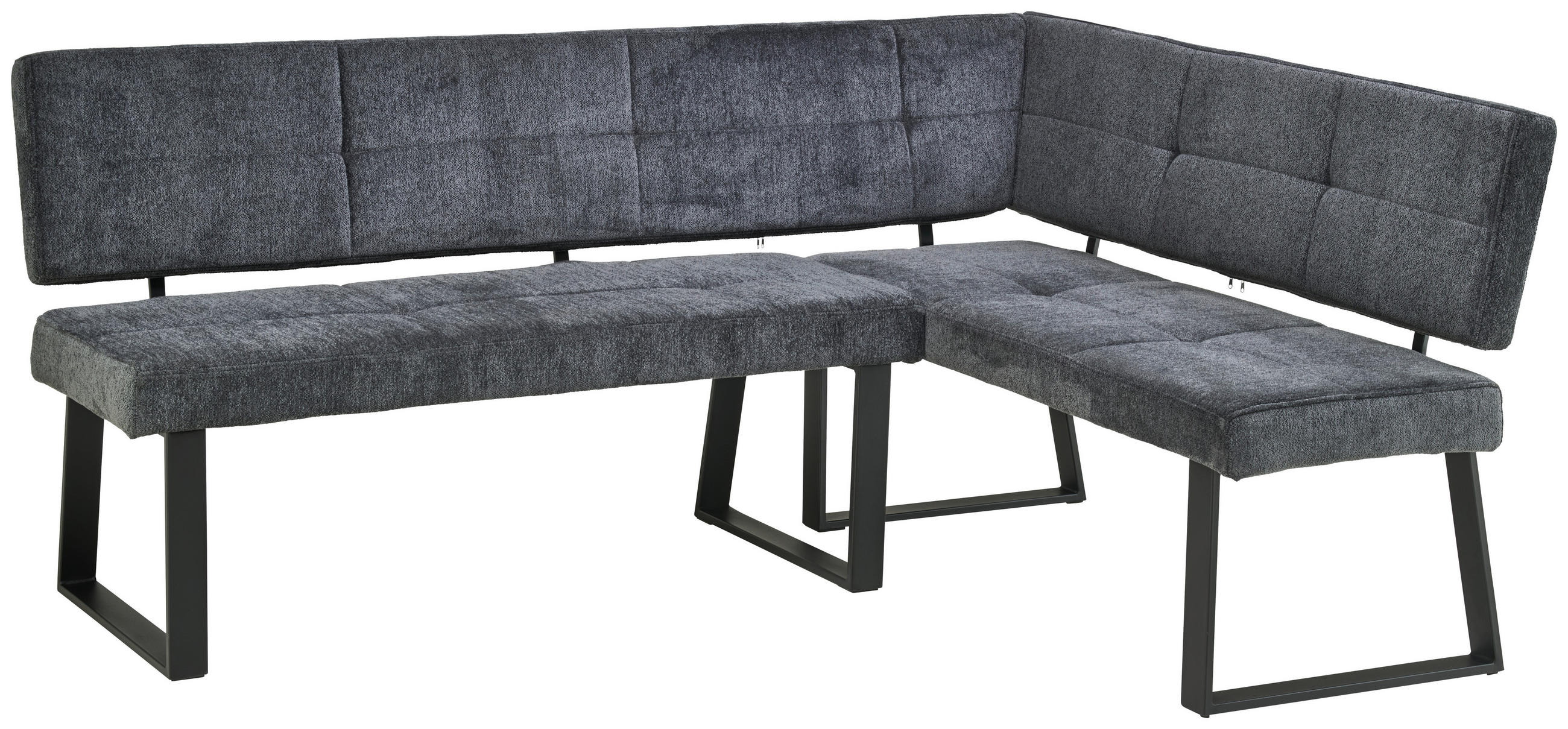ECKBANK 193/141 cm  in Dunkelgrau  - Dunkelgrau/Schwarz, LIFESTYLE, Textil/Metall (193/141cm) - MID.YOU
