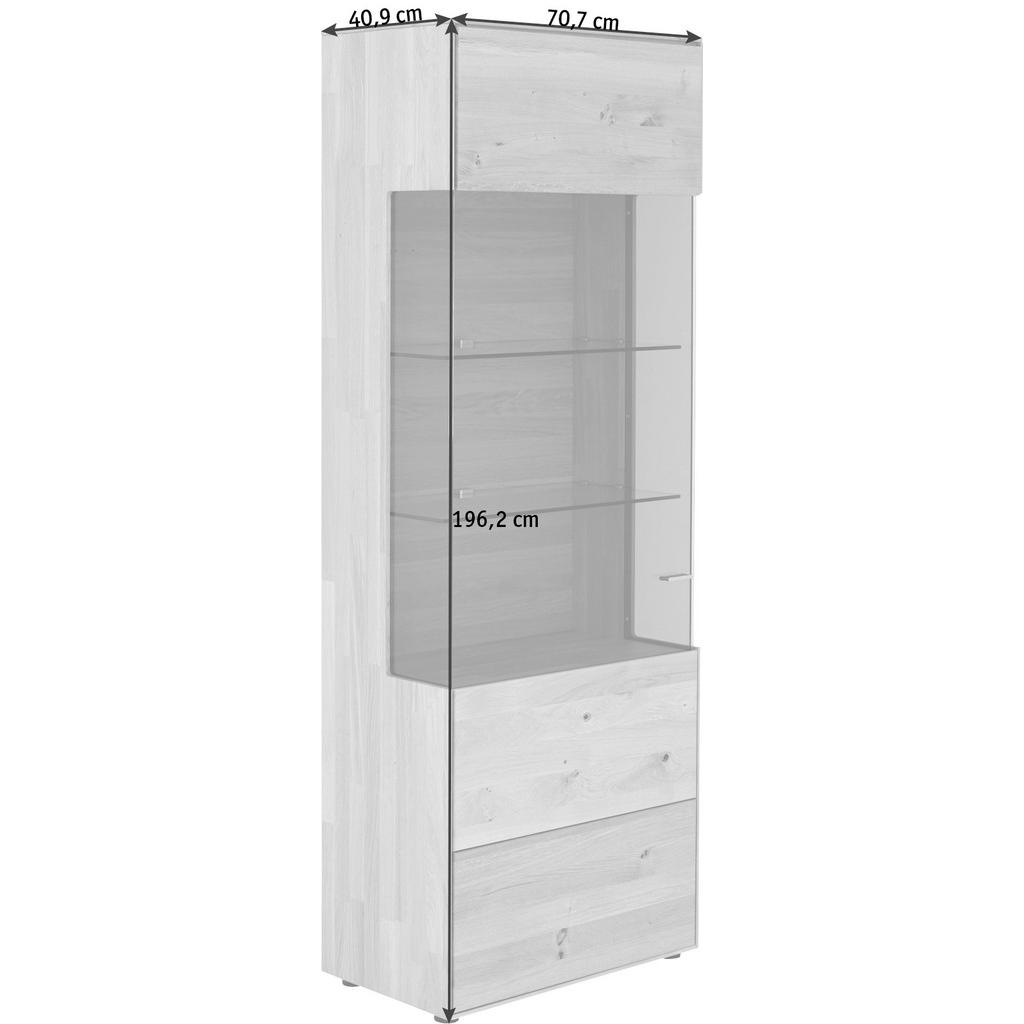 Thumbnail - Valnatura Vitrine, Eiche, Metall, Wildeiche, massiv, 5 Fächer, 70.7x196.2x40.9 cm, Made in Germany, umfangreiches Zubehö...