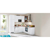 EINBAUKÜCHE   - Weiss/Nussbaumfarben, Design, Holzwerkstoff - Dieter Knoll