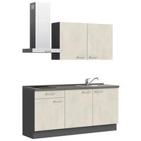 KÜCHENBLOCK Riva 180 cm  in Weiß, Schieferfarben  - Schieferfarben/Edelstahlfarben, MODERN, Holzwerkstoff/Metall (180cm) - Nobilia