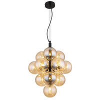 HÄNGELEUCHTE 39,5/120 cm  - Schwarzchrom/Orange, Design, Glas/Kunststoff (39,5/120cm)