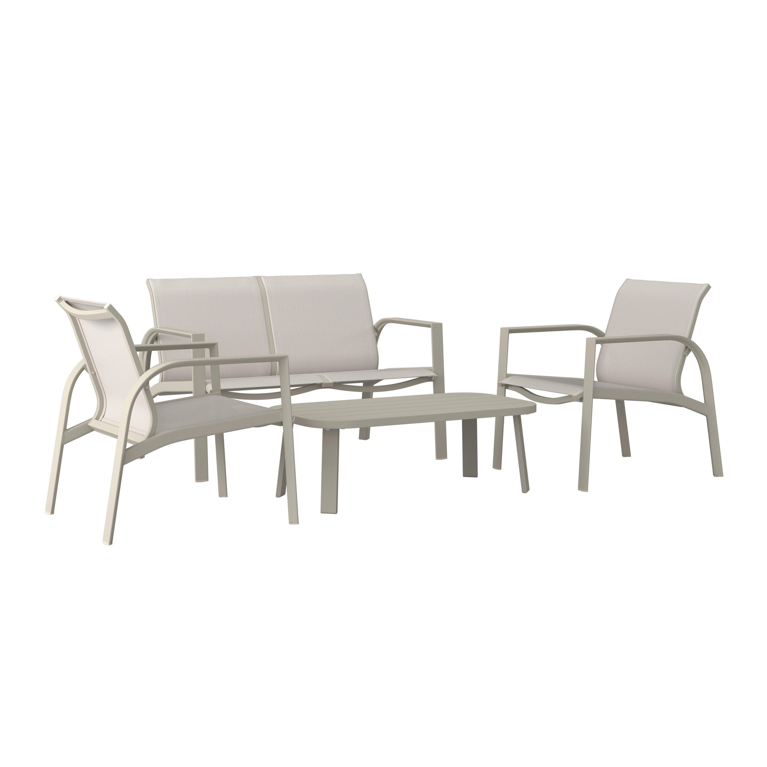 GARTENSET Webstoff Aluminium  - Beige/Weiß, MODERN, Textil/Metall (67/122/53/82/82/35/72/72/103cm) - Ambia Garden