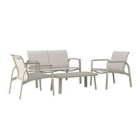SET DE JARDIN  4-teilig  - Weiss/Beige, Modern, Textil/Metall (67/122/53/82/82/35/72/72/103cm) - Ambia Garden