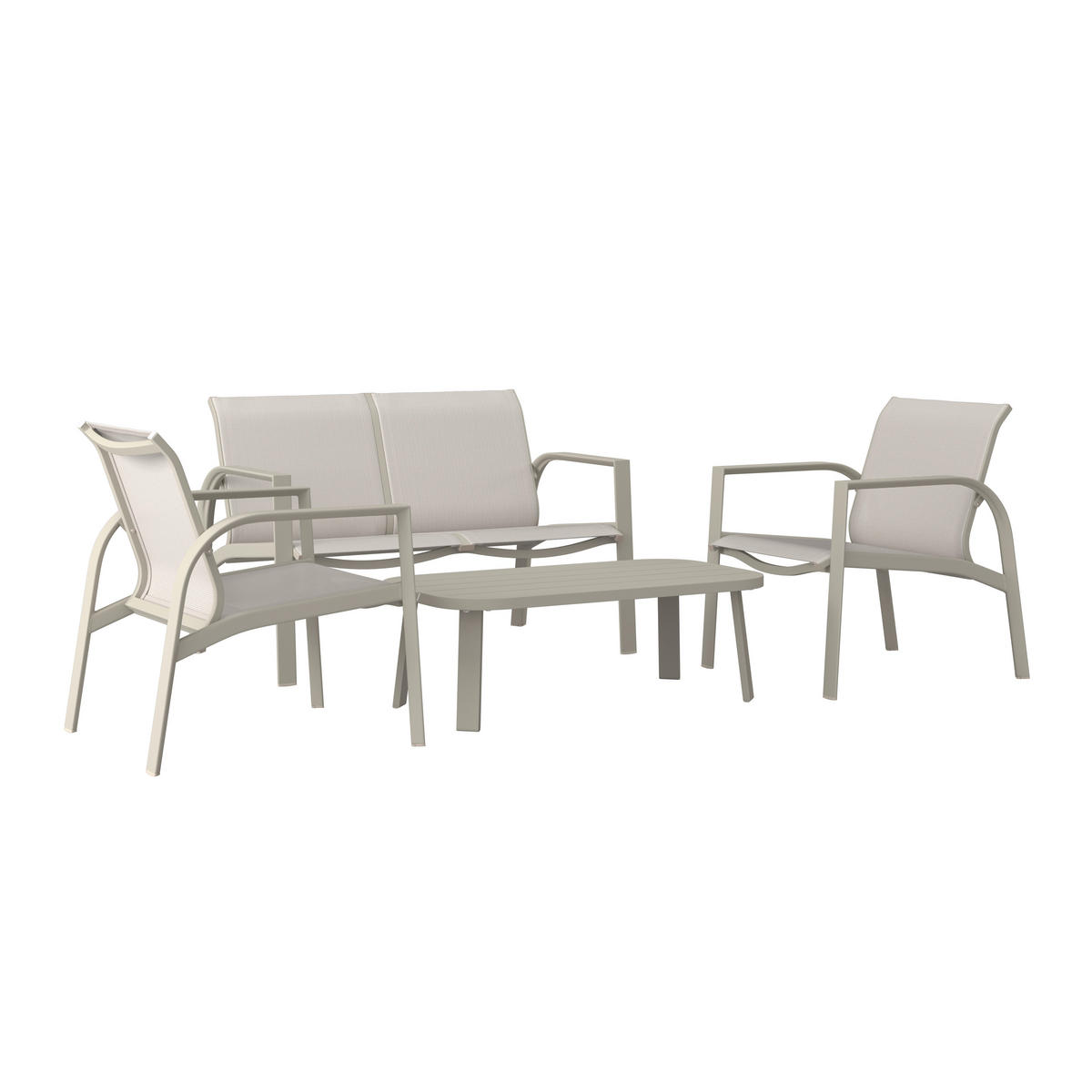 GARTENSET Webstoff Aluminium  - Beige/Weiß, MODERN, Textil/Metall (67/122/53/82/82/35/72/72/103cm) - Ambia Garden