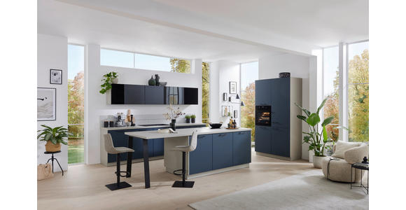 EINBAUKÜCHE   - Blau/Grau, Design, Holzwerkstoff - Novel