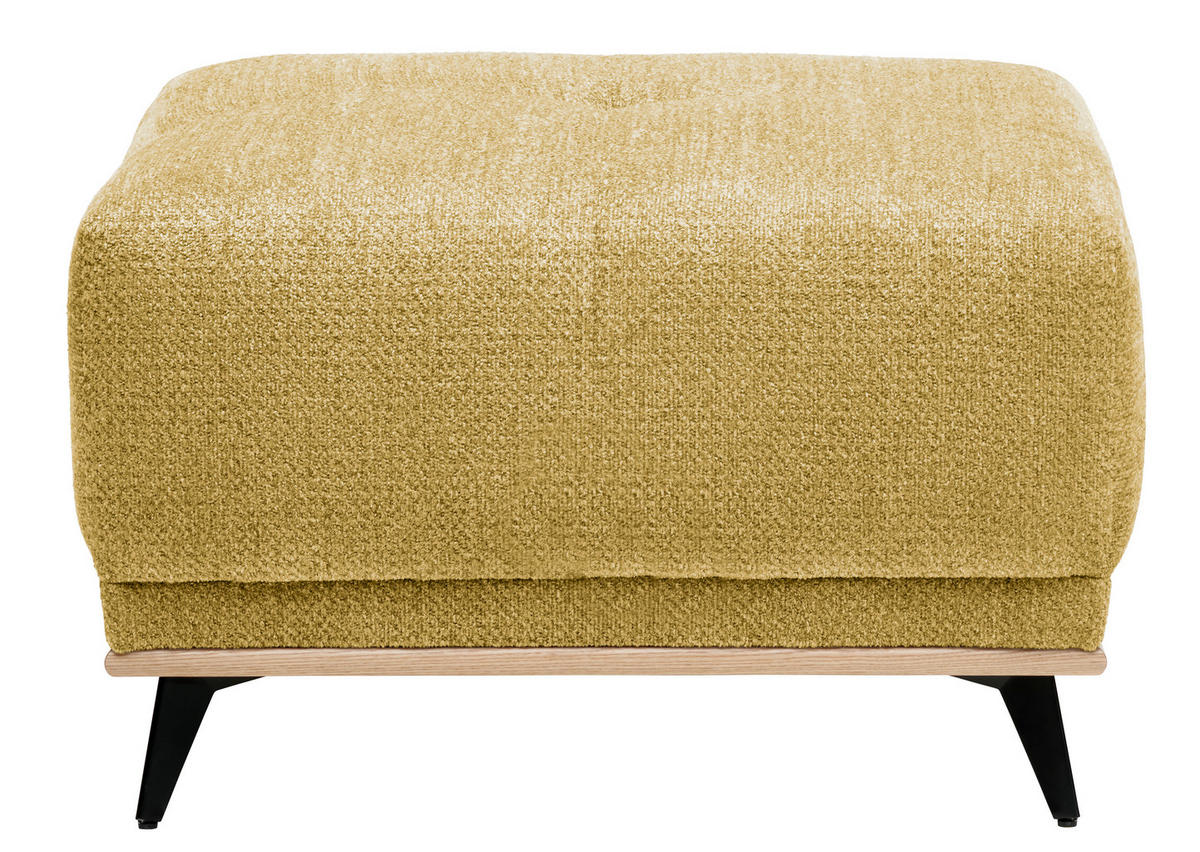 HOCKER in Textil Goldfarben  - Goldfarben/Schwarz, MODERN, Holz/Textil (73/47/73cm) - home24