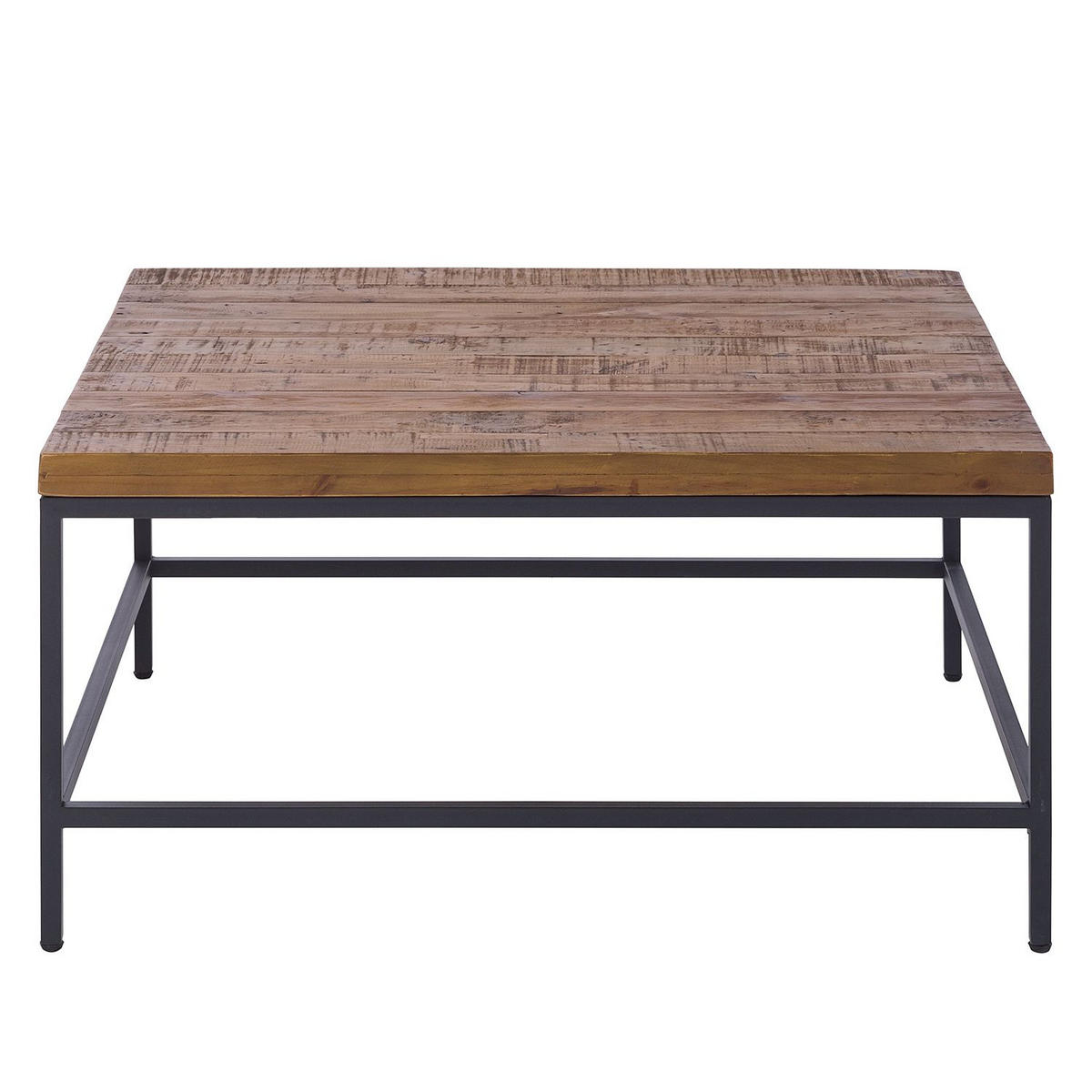 COUCHTISCH Kiefer massiv 90/90/45 cm quadratisch Schwarz, Dunkelbraun  - Dunkelbraun/Schwarz, MODERN, Holz/Metall (90/90/45cm) - home24