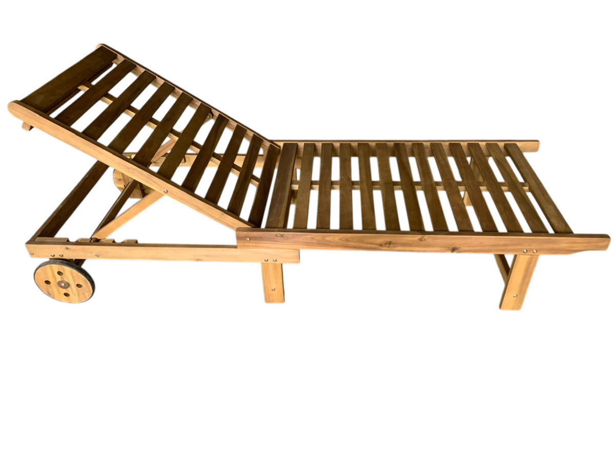 GARTENLIEGE 186/32/70 cm  - Grau/Akaziefarben, Basics, Holz/Textil (186/32/70cm) - Ambia Garden