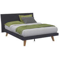 ČALOUNĚNÁ POSTEL, 140/200 cm antracitová, platinová, divoký dub - divoký dub/antracitová, Moderní, dřevo/textil (140/200cm) - Livetastic