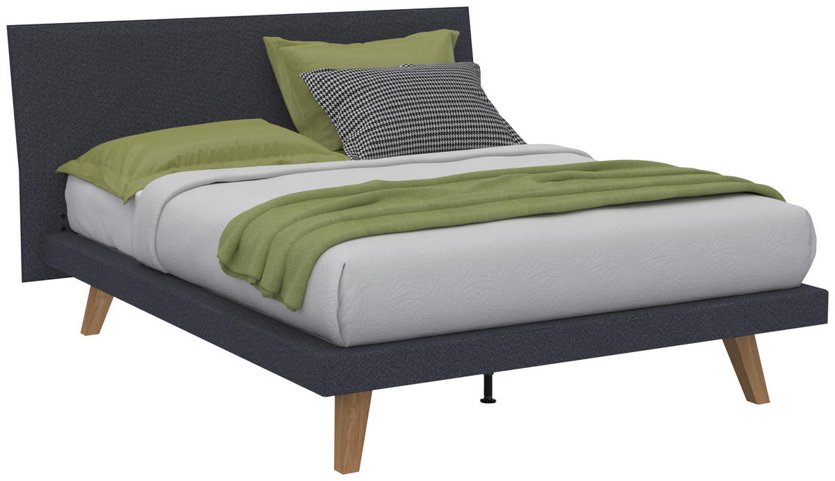 ČALOUNĚNÁ POSTEL, 140/200 cm antracitová, platinová, divoký dub - divoký dub/antracitová, Moderní, dřevo/textil (140/200cm) - Livetastic