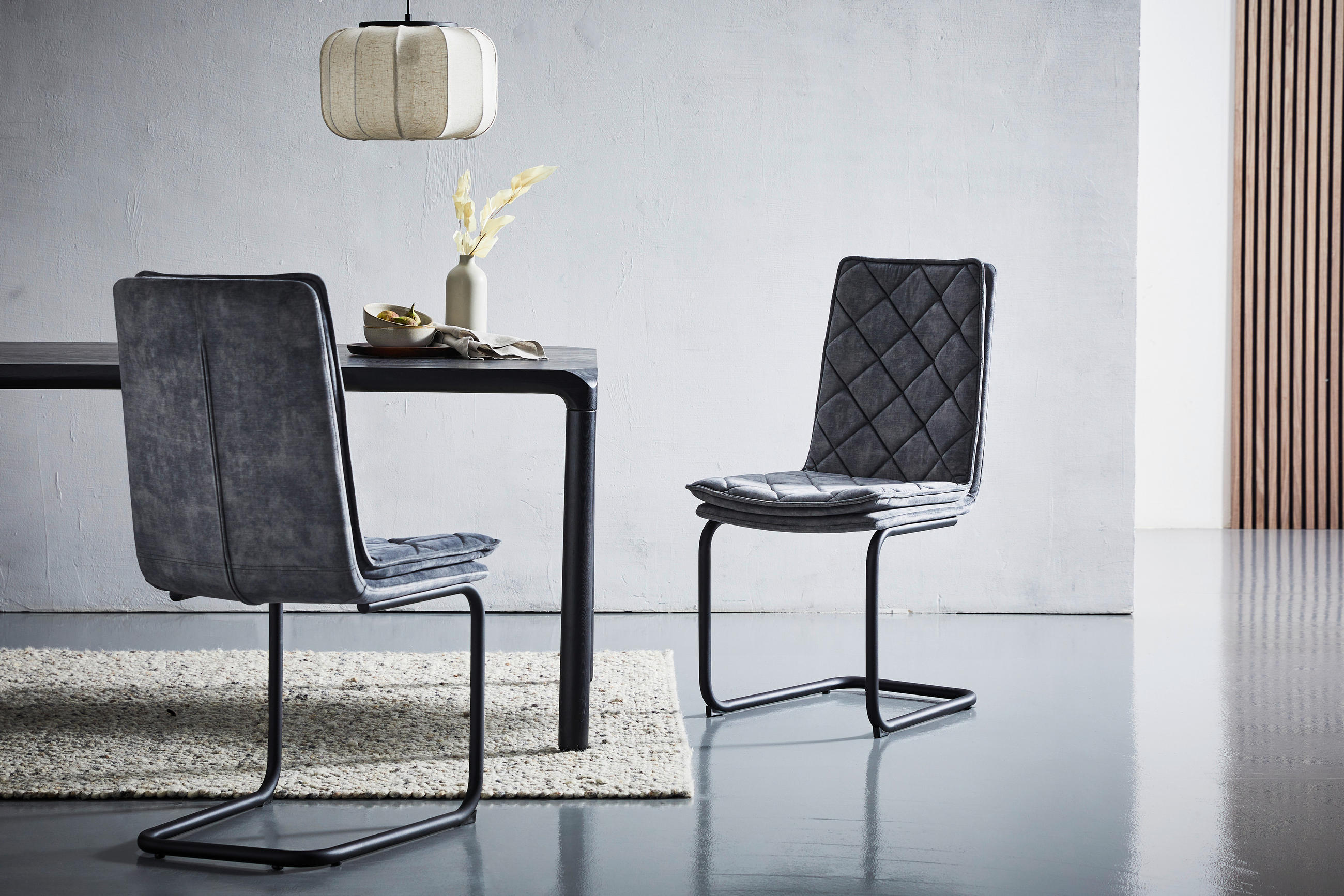 SCHWINGSTUHL  in Eisen Samt  - Schwarz/Grau, MODERN, Holz/Textil (47/94/63cm) - Livetastic