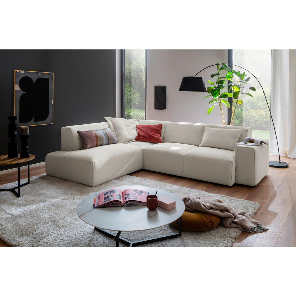 Thumbnail - Pure Home Lifestyle Ecksofa, Anthrazit, Textil, 3-Sitzer, Ottomane links, L-Form, 270x210 cm, Goldenes M, Oeko-Tex® Stan...
