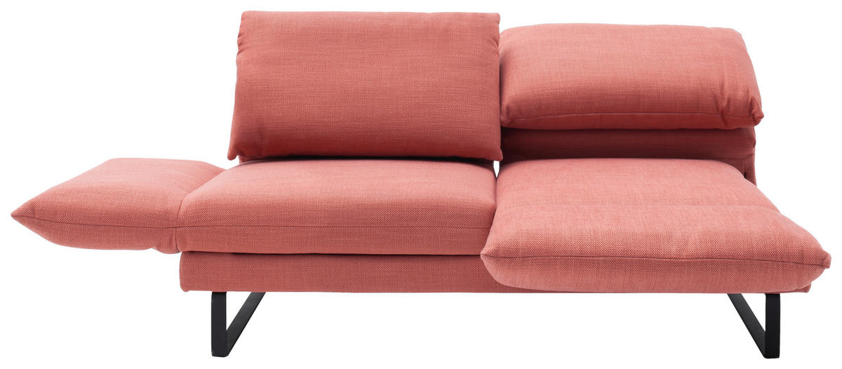 2-SITZER-SOFA Flachgewebe Koralle  - Koralle/Schwarz, Design, Textil/Metall (176/85/95cm) - Schöner Wohnen
