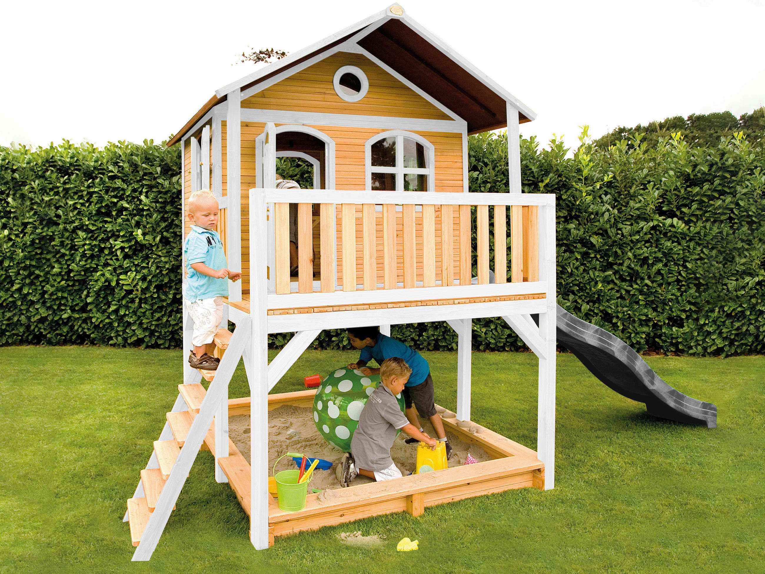 SPIELHAUS  - Braun/Weiß, KONVENTIONELL, Holz (432/293/212cm) - Ambia Garden