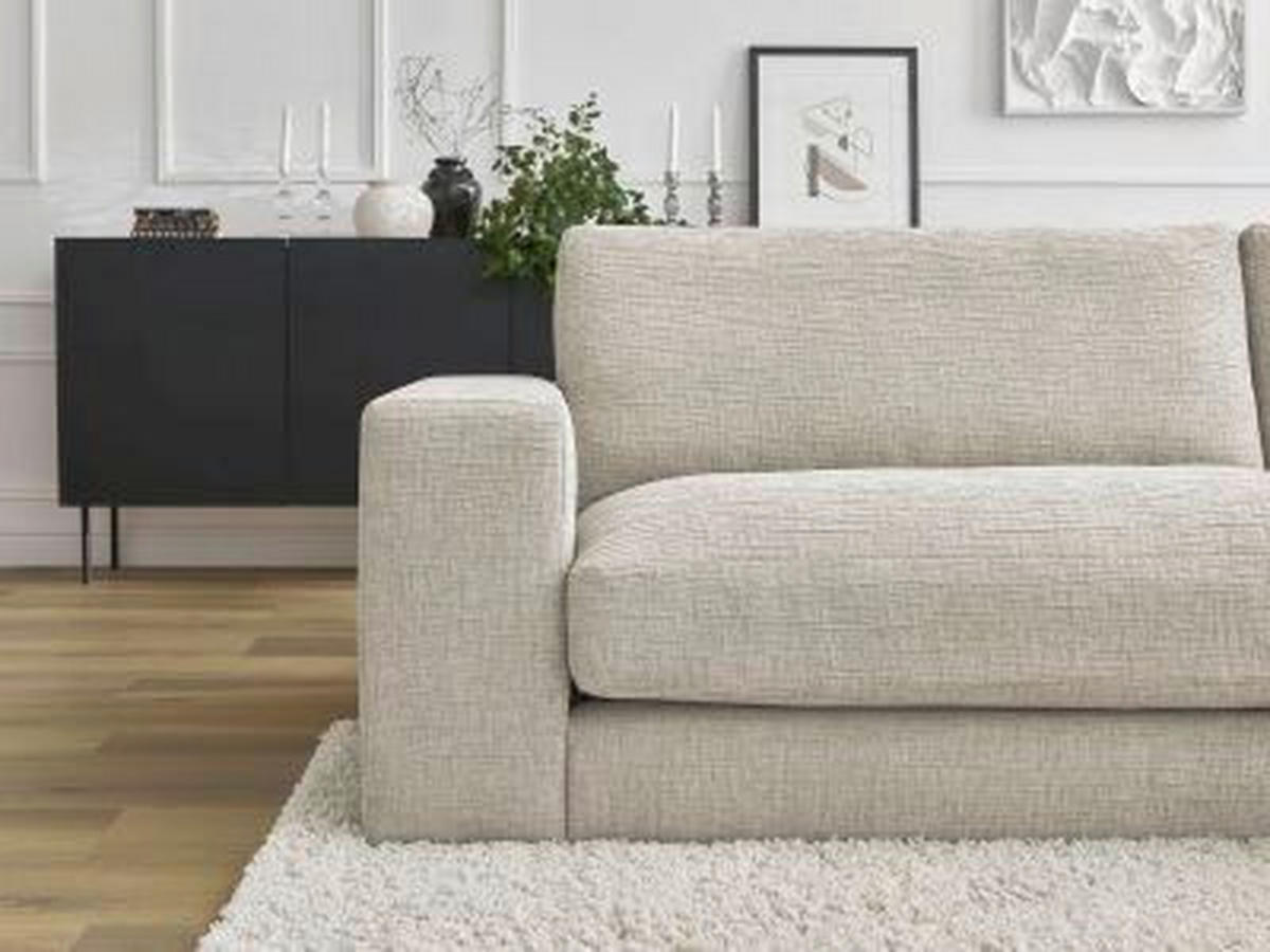 3-SITZER-SOFA LEONARD Struktur Beige  - Beige/Schwarz, MODERN, Kunststoff/Textil (234/109/77cm)