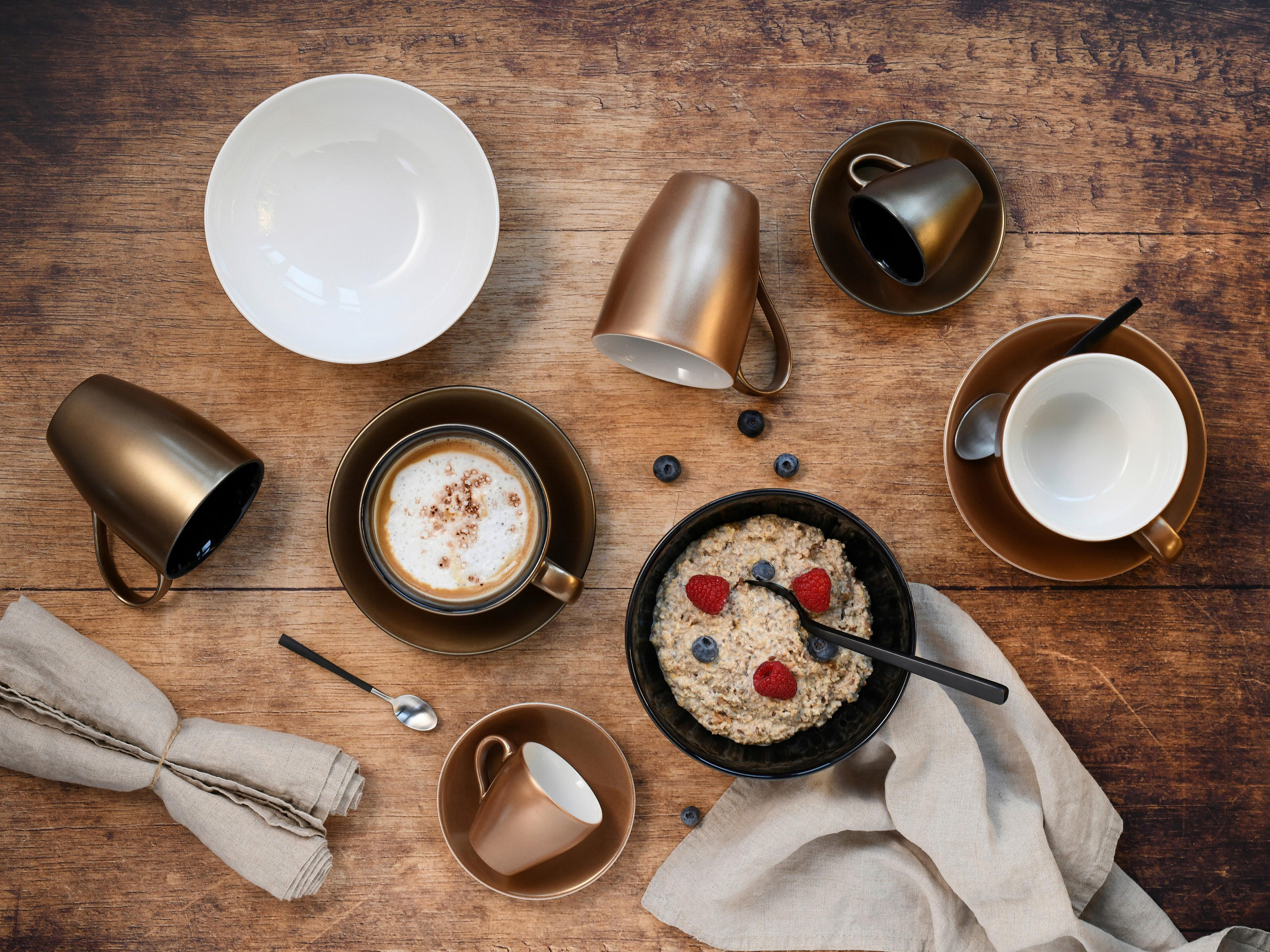 Thumbnail - Creatable Tassenset Golden Days black, Schwarz, Gold, Keramik, 4-teilig, 300 ml, Kaffee & Tee, Tassen, Kaffeetassen-Sets