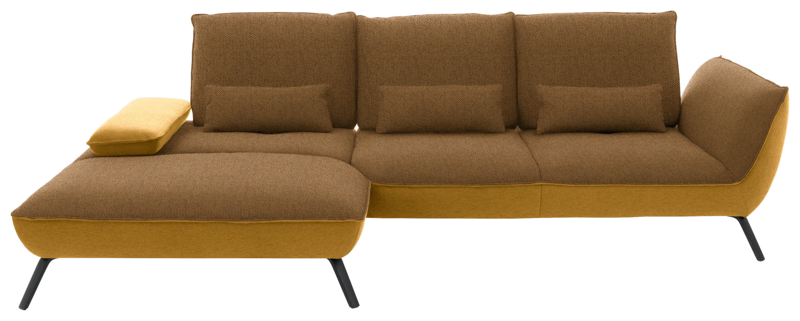 ECKSOFA in Flachgewebe Goldfarben  191/301 cm  - Goldfarben/Schwarz, Design, Textil/Metall (191/301cm) - Moderano