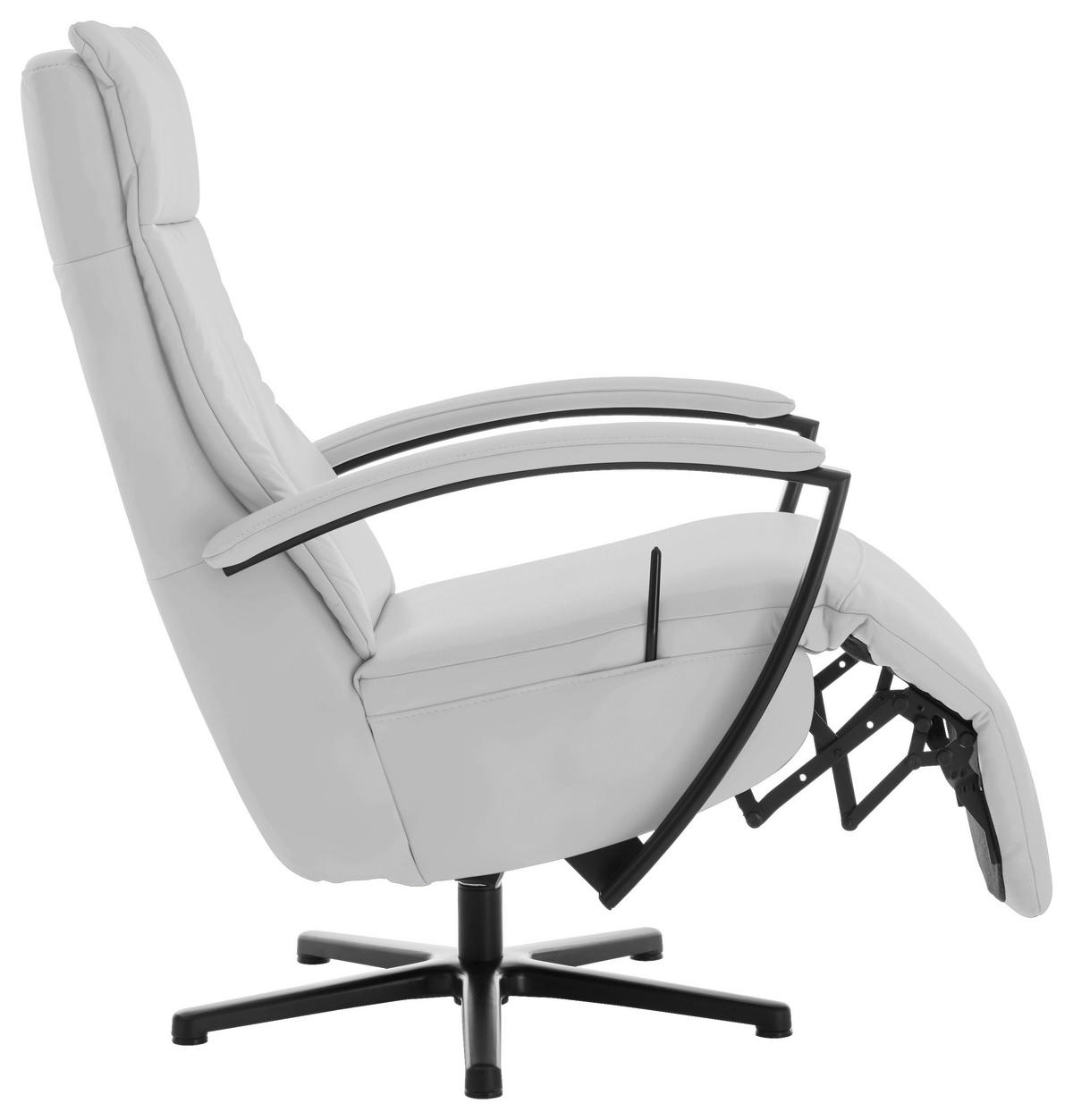 RELAXSESSEL in Leder Weiß  - Schwarz/Weiß, Design, Leder/Metall (76/112/83cm) - Beldomo Speed