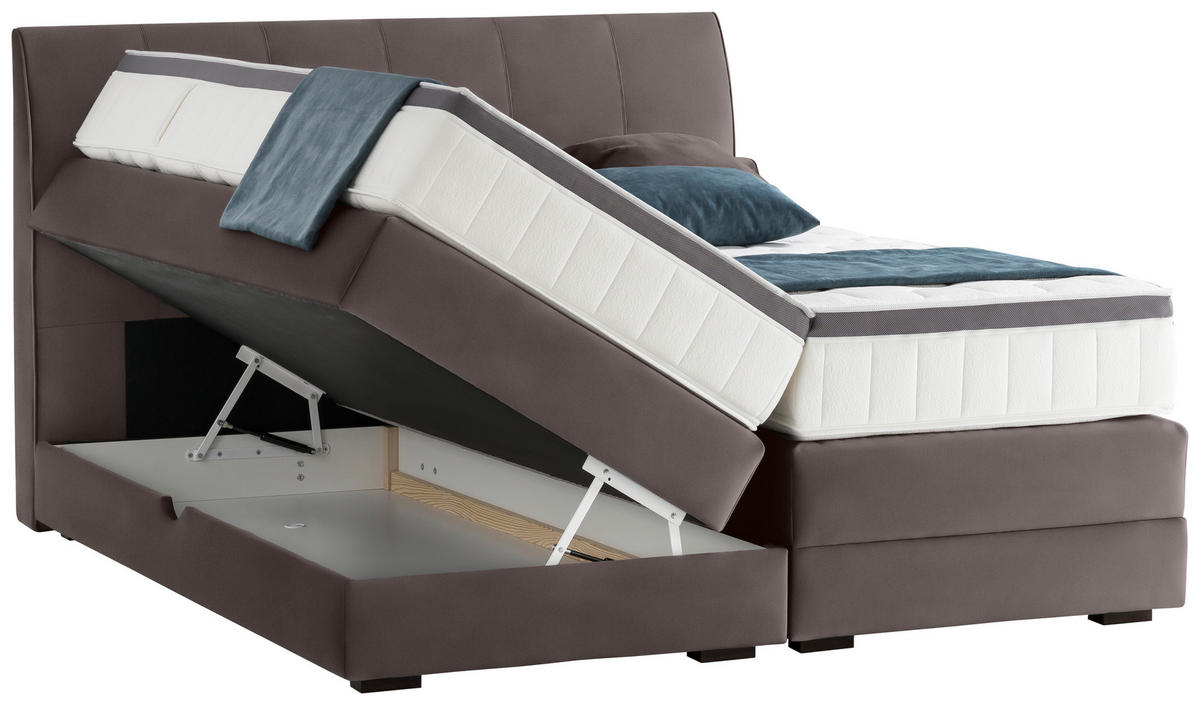 BOXSPRINGBETT 200/200 cm  in Braun, Dunkelbraun  - Wengefarben/Dunkelbraun, KONVENTIONELL, Holz/Textil (200/200cm) - Novel