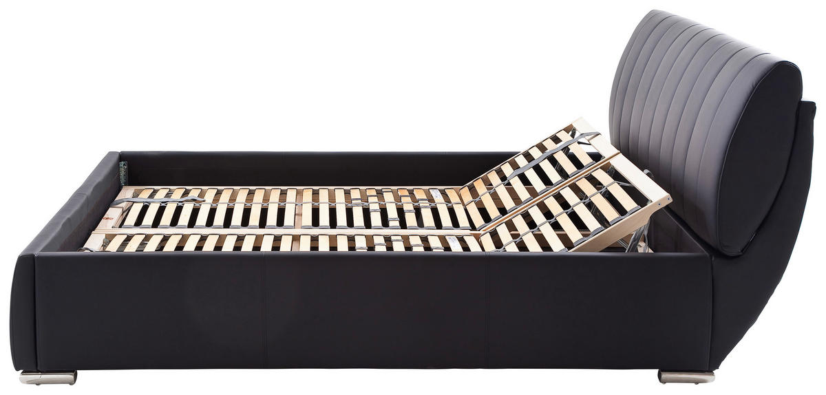 POLSTERBETT Lattenrost, Bettkasten Schwarz 180/200 cm  - Chromfarben/Schwarz, Design, Holz/Textil (180/200cm) - Livetastic