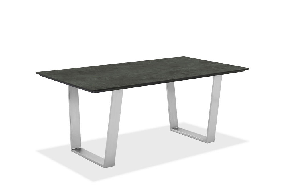 GARTENTISCH Kunststoff Graphitfarben, Edelstahlfarben rechteckig  - Edelstahlfarben/Graphitfarben, Design, Kunststoff/Metall (200/95/76cm)