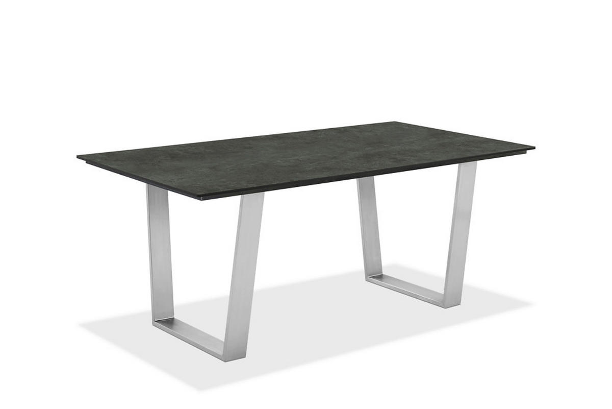 GARTENTISCH 200/95/76 cm Kunststoff Graphitfarben, Edelstahlfarben rechteckig  - Edelstahlfarben/Graphitfarben, Design, Kunststoff/Metall (200/95/76cm)