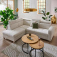 ECKSOFA inkl. Funktionen Weiß Samt  - Weiß, Natur, Holz/Textil (206/261cm) - Venda