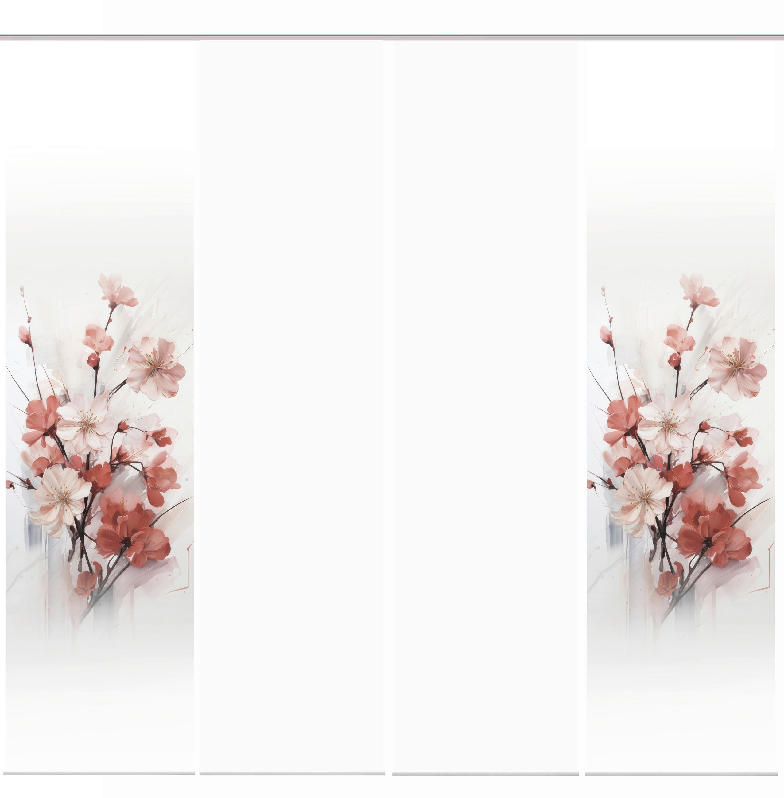 XXXLutz Flächenvorhang Lotus Weiß, Altrosa 60x245 cm