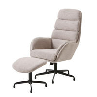 FÅTÖLJ MED FOTPALL i metall, textil svart, taupe  - svart/taupe, Design, metall/textil (70/110/76,5cm) - Best Price