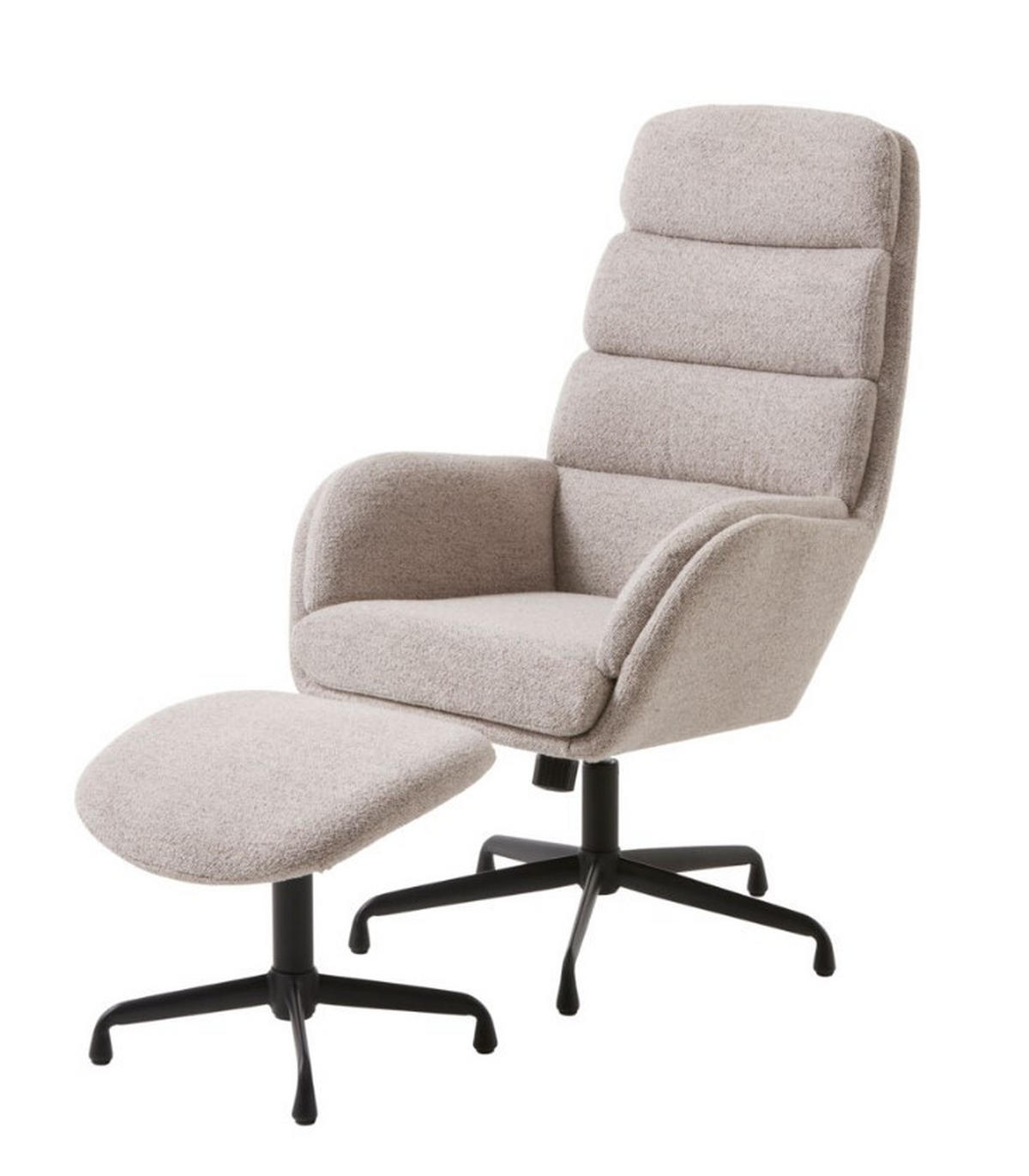 FÅTÖLJ MED FOTPALL i metall, textil svart, taupe  - svart/taupe, Design, metall/textil (70/110/76,5cm) - Best Price