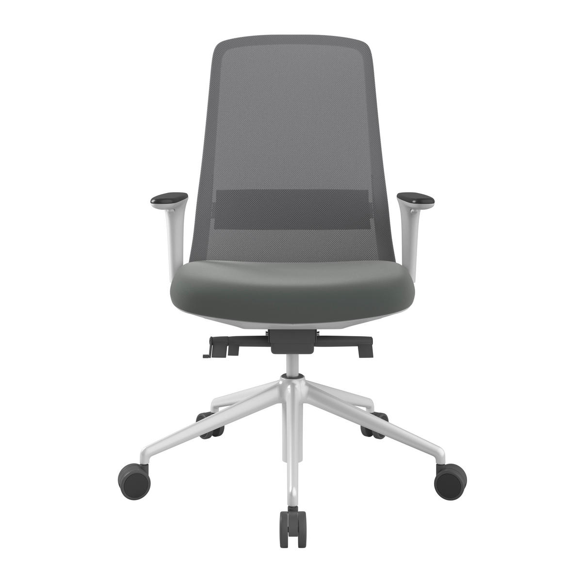 DREHSTUHL Lederlook Grau, Weiß, Olivgrün  - Weiß/Olivgrün, MODERN, Kunststoff/Textil (70/103-115/70cm)