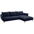 ECKSOFA  in Webstoff Dunkelblau  304/196 cm  - Schwarz/Dunkelblau, KONVENTIONELL, Textil/Metall (304/196cm) - Hom`in