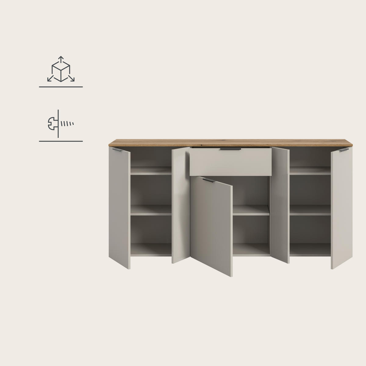 SIDEBOARD  180/86/38 cm 1 låda(or)  - svart/kashmir, Design, trämaterial/plast (180/86/38cm) - MID.YOU
